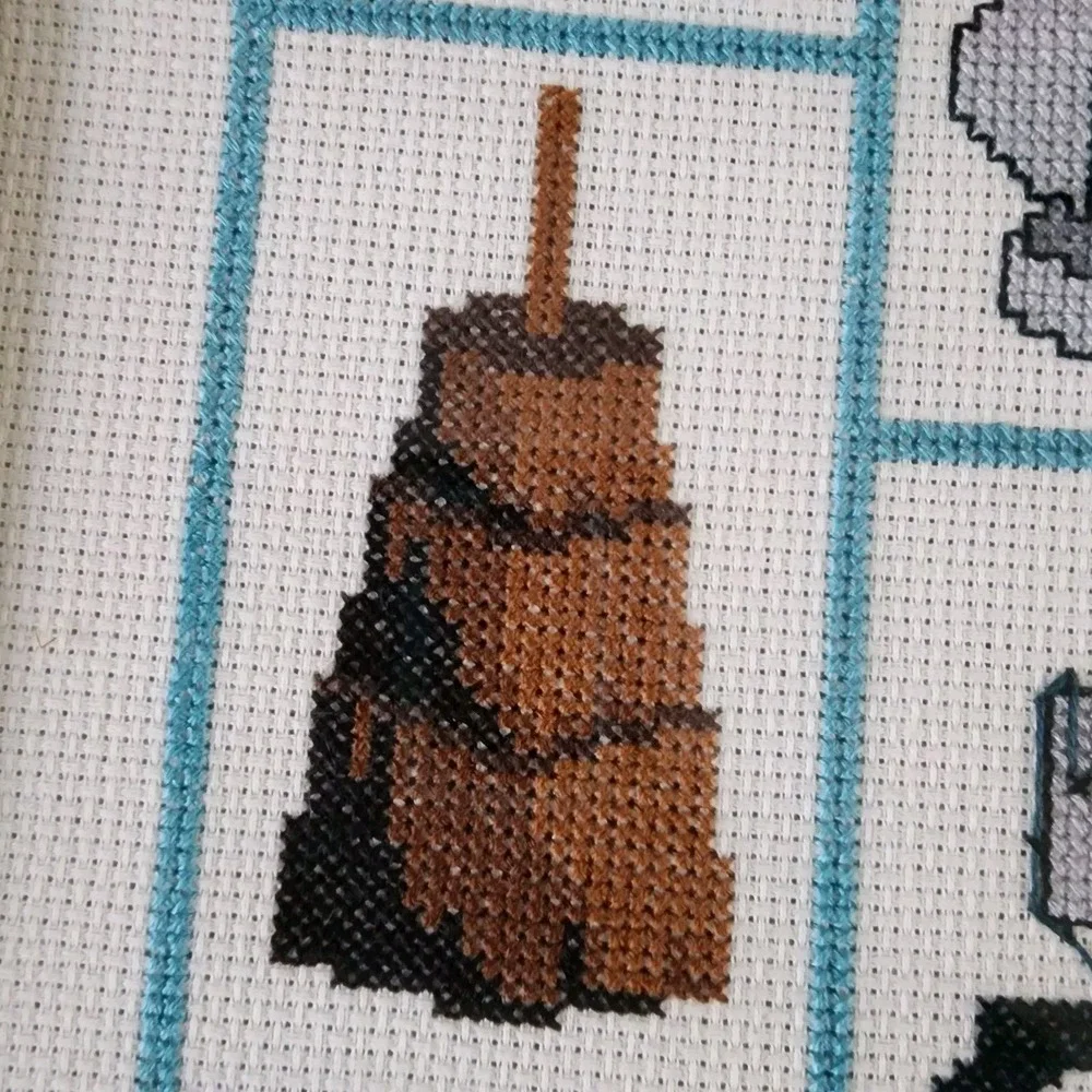 Nostalgic Designs Cross Stitch Framed Picture Cottage Cabin Sewing Machine Churn - Picture 5 of 16